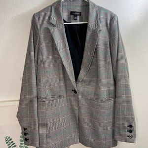 Halogen oversized grey plaid blazer